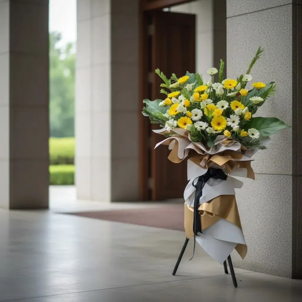 Golden Tribute condolence and funeral flowers sympathy stand with delivery in Kuala Lumpur and Selangor