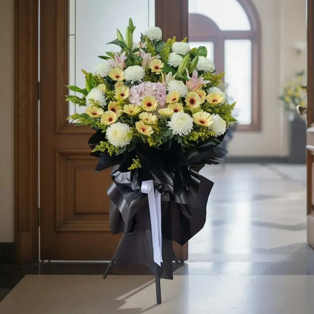 Gentle Farewell condolence and funeral flowers sympathy stand with delivery in Kuala Lumpur and Selangor