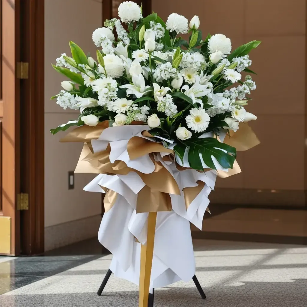 Serene Tribute condolence and funeral flowers sympathy stand with delivery in Kuala Lumpur and Selangor