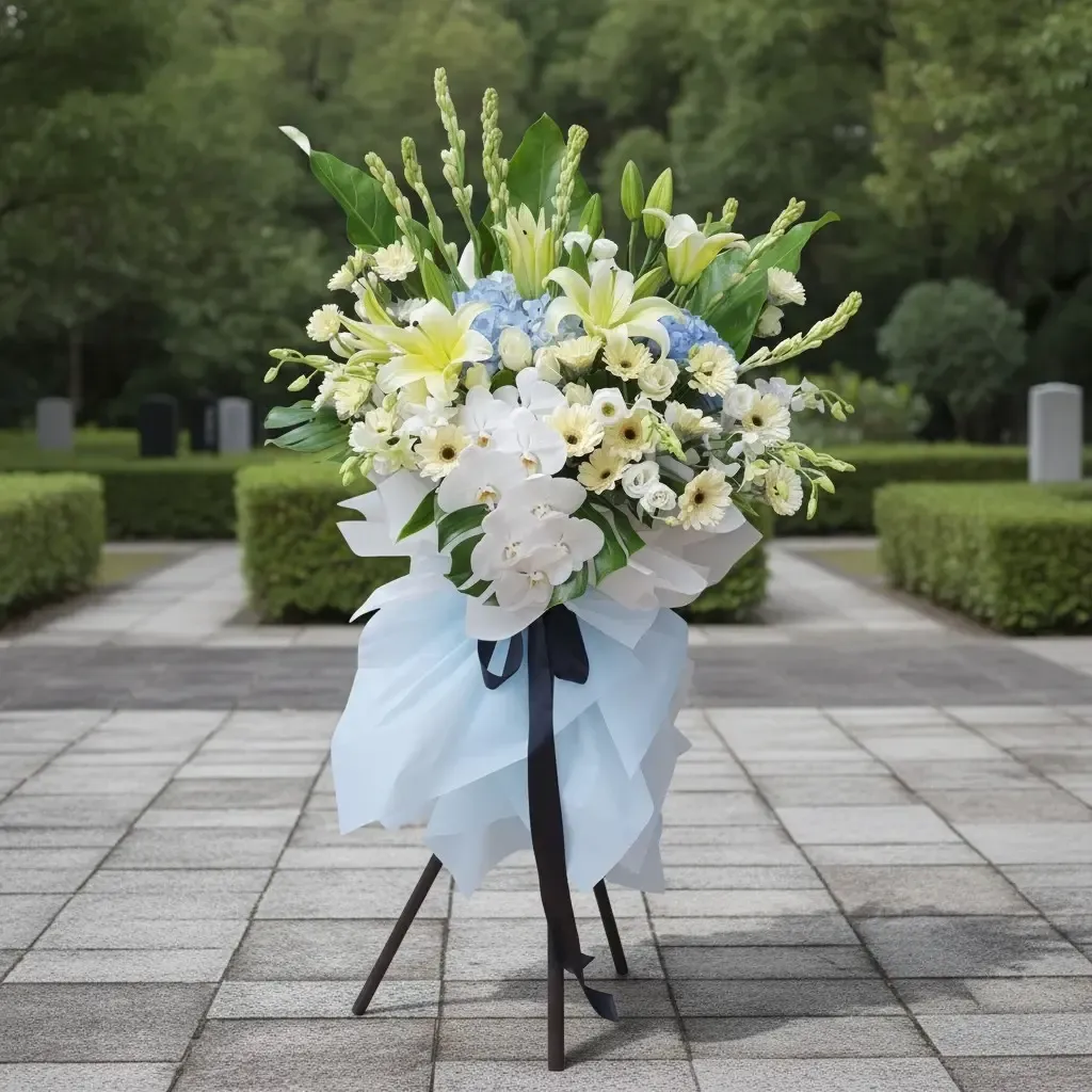 Ivory Consolation condolence and funeral flowers sympathy stand with delivery in Kuala Lumpur and Selangor