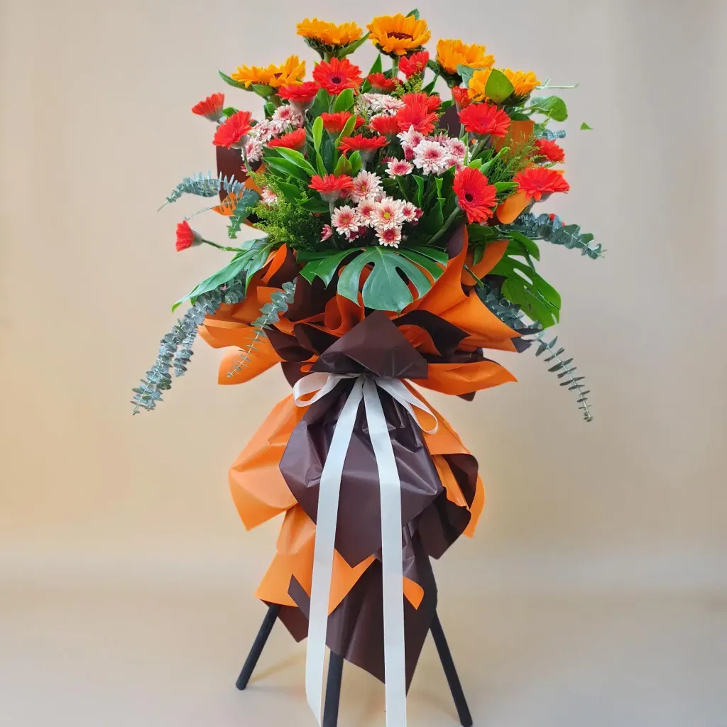 Thriving Ventures sunflower and chrysanthemum grand opening stand with delivery in Kuala Lumpur and Selangor