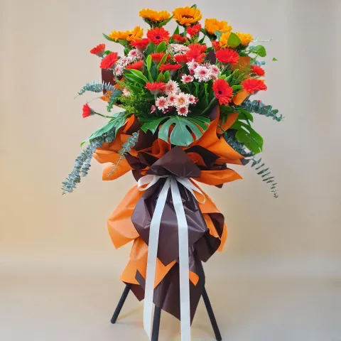 Thriving Ventures sunflower and chrysanthemum grand opening stand with delivery in Kuala Lumpur and Selangor