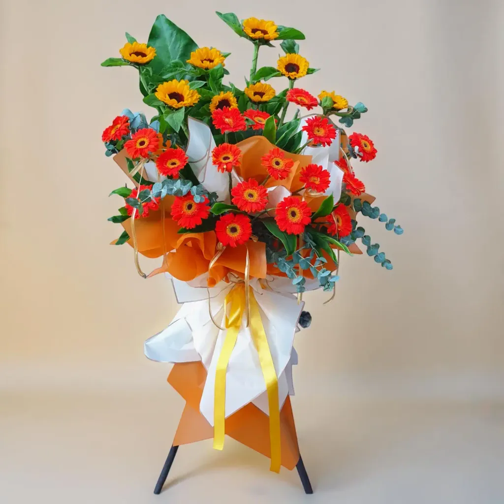 Prosperous Path sunflower and gerbera grand opening stand with delivery in Kuala Lumpur and Selangor
