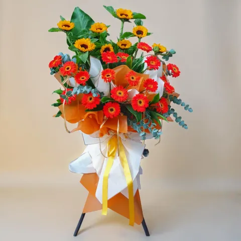 Prosperous Path sunflower and gerbera grand opening stand with delivery in Kuala Lumpur and Selangor