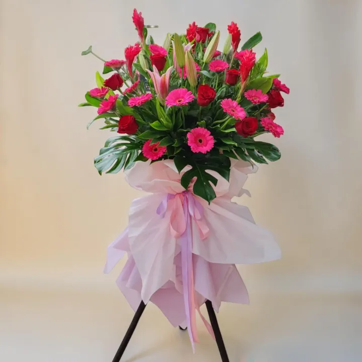 Abundance Wishes lilies, rose and red ginger grand opening stand with delivery in Kuala Lumpur and Selangor