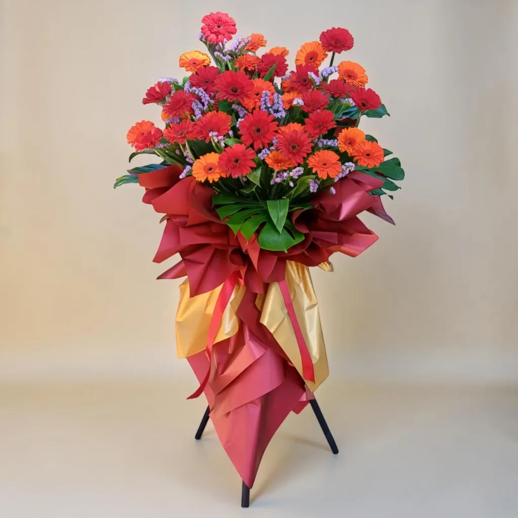 Prosperity Bloom gerbera and statice grand opening stand with delivery in Kuala Lumpu and Selangor