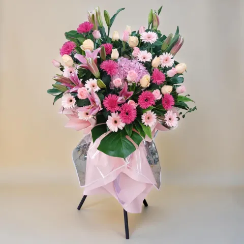 Success Harmony hydrangea, lilies and gerbera grand opening stand with delivery in Kuala Lumpur and Selangor