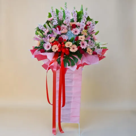 Radiant Ventures hydrangea, matthiola and lilies grand opening stand with delivery in Kuala Lumpur and Selangor