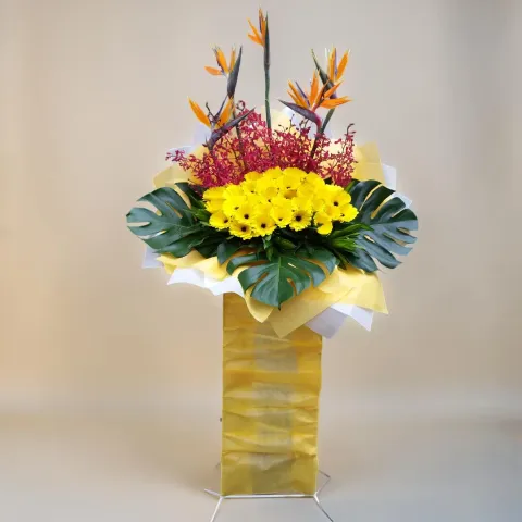 Bright Beginnings bird of paradise and orchid grand opening stand with delivery in Kuala Lumpur and Selangor