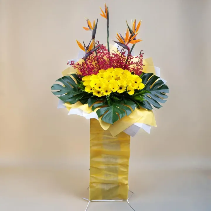 Bright Beginnings bird of paradise and orchid grand opening stand with delivery in Kuala Lumpur and Selangor