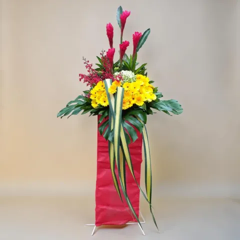 Golden Ventures hydrangea and ginger flower grand opening stand with delivery in Kuala Lumpur and Selangor