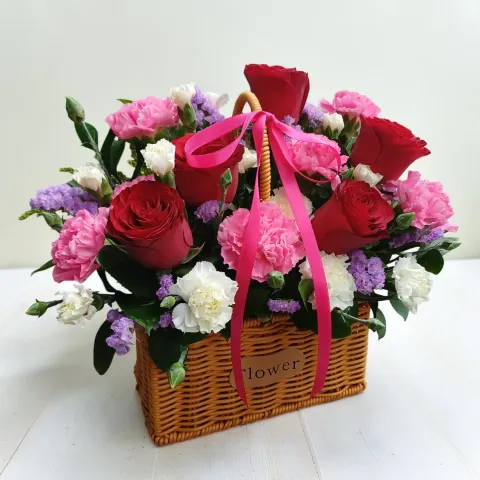 Floral Tranquility rose and carnation table arrangement for birthday or anniversary with delivery in Kuala Lumpur and Selangor