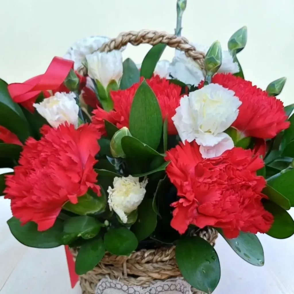 Petal Glow carnations and spray carnations table arrangement for Mother's Day or birthday with delivery in Kuala Lumpur and Selangor