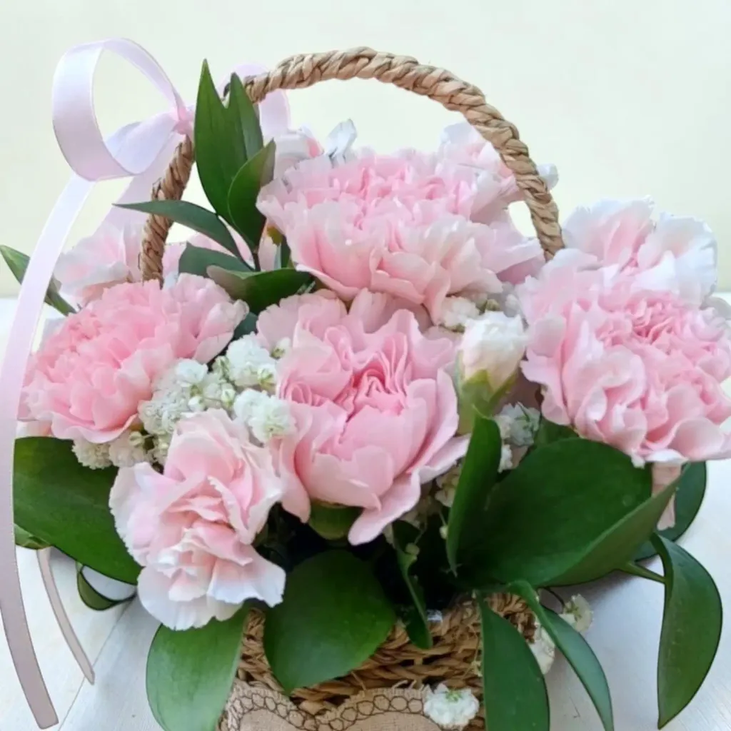 Petal Glow carnations and spray carnations table arrangement for Mother's Day or birthday with delivery in Kuala Lumpur and Selangor