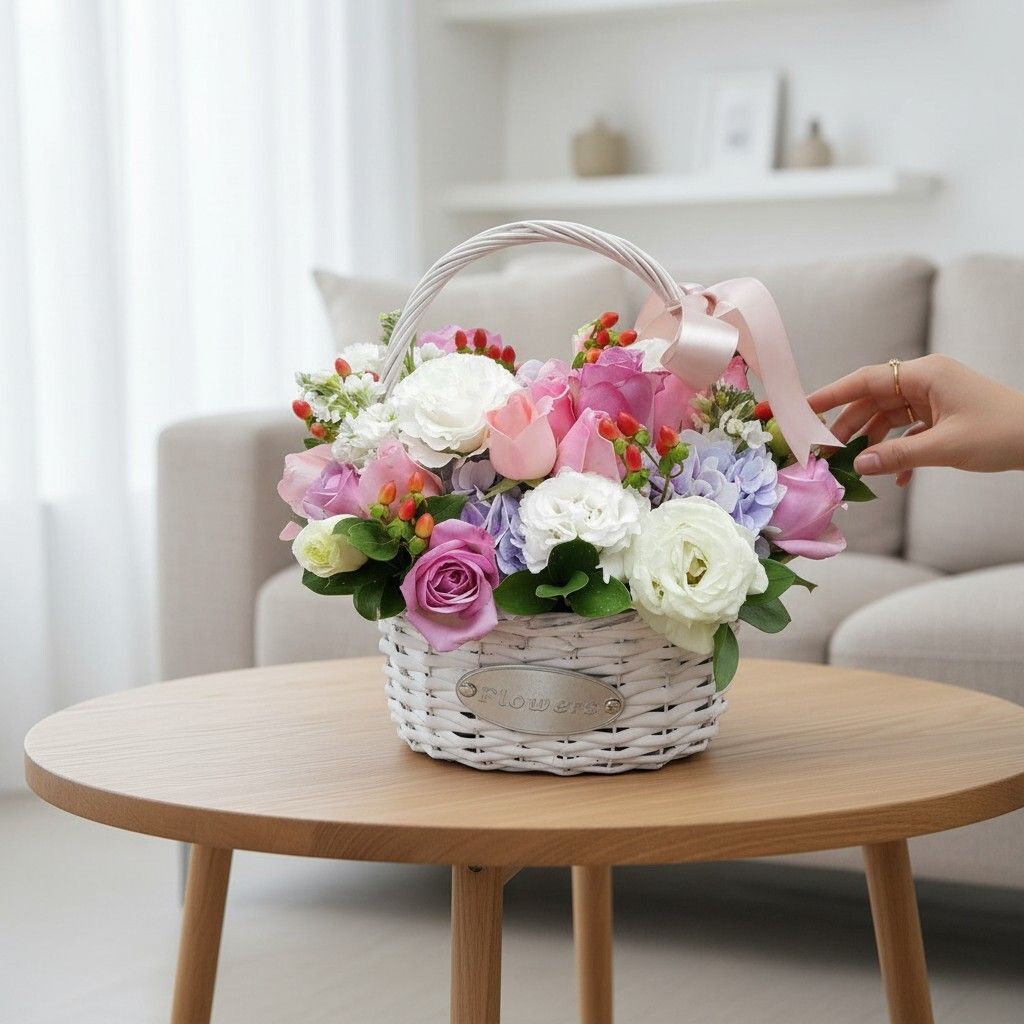 Petal Haven rose and hydrangea table arrangement for birthday or anniversary with delivery in Kuala Lumpur and Selangor