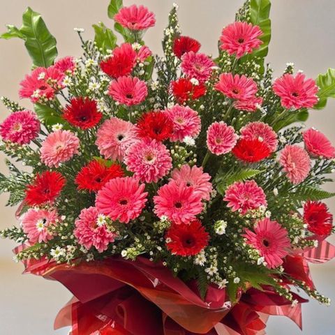 Prosperity Garden gerbera and white peacock grand opening stand with delivery in KL and Selangor