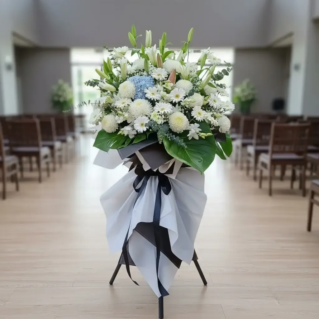 Peaceful Journey condolence and funeral flowers sympathy stand with delivery in Kuala Lumpur and Selangor