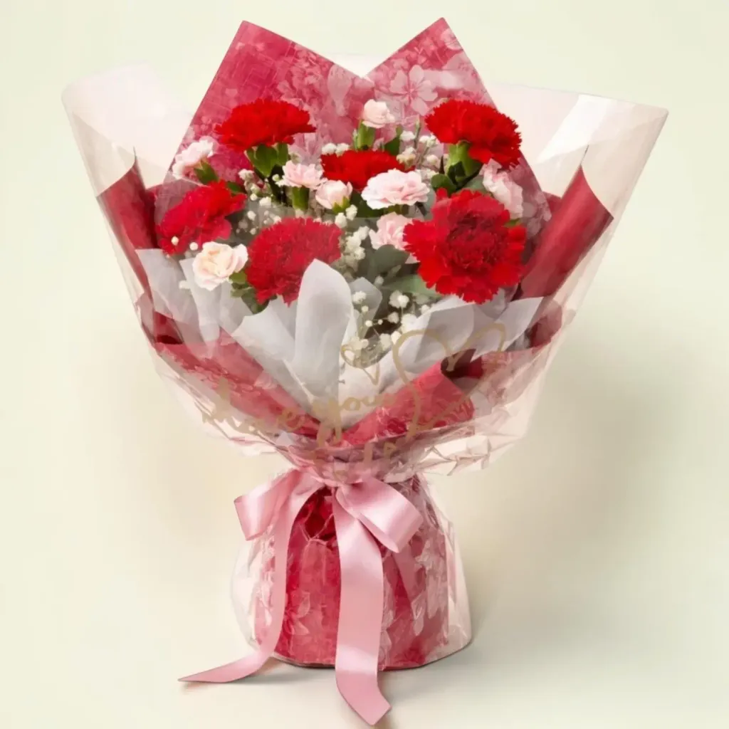 Blush Garden carnations and spray carnations hand bouquet for Mother's Day or birthday with delivery in Kuala Lumpur and Selangor