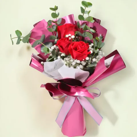 Ever After baby’s breath and rose hand bouquet for birthday or anniversary with delivery in Kuala Lumpur and Selangor