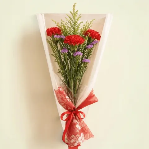 Elegant Blossom carnation hand bouquet for Mother's Day, birthday or anniversary with delivery in Kuala Lumpur and Selangor