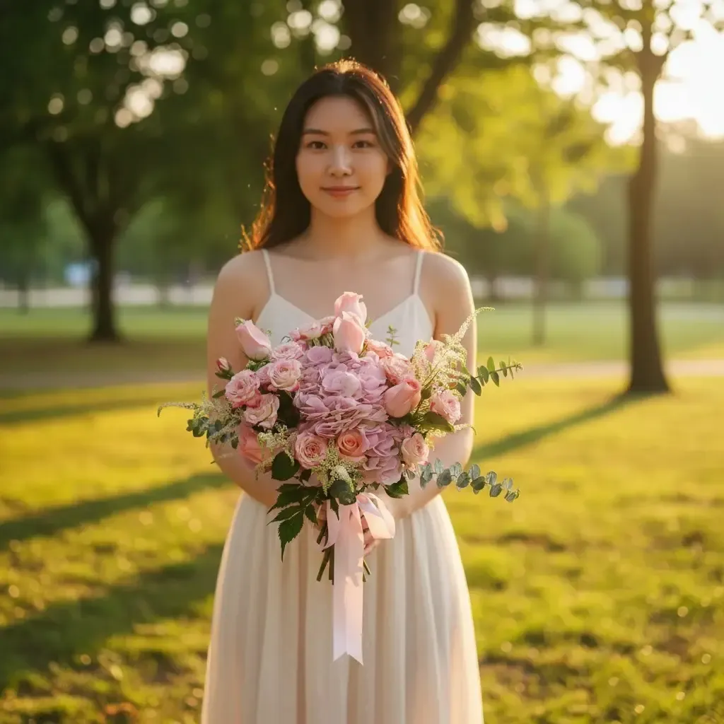 Cherished Vows rose and hydrangea hand bouquet for bridal and wedding with delivery in KL and Selangor