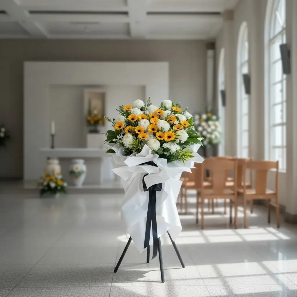 Sacred Remembrance condolence and funeral flowers sympathy stand with delivery in Kuala Lumpur and Selangor