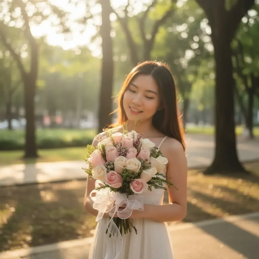 Forever Begins rose hand bouquet for bridal and wedding with delivery in Kuala Lumpur and Selangor