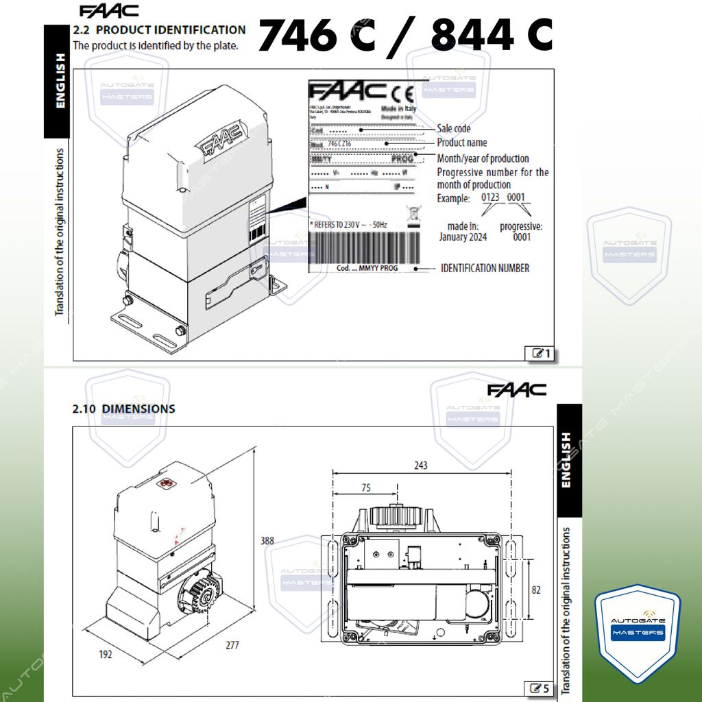 754 FAAC 844 C 746 C AC SLIDING-28