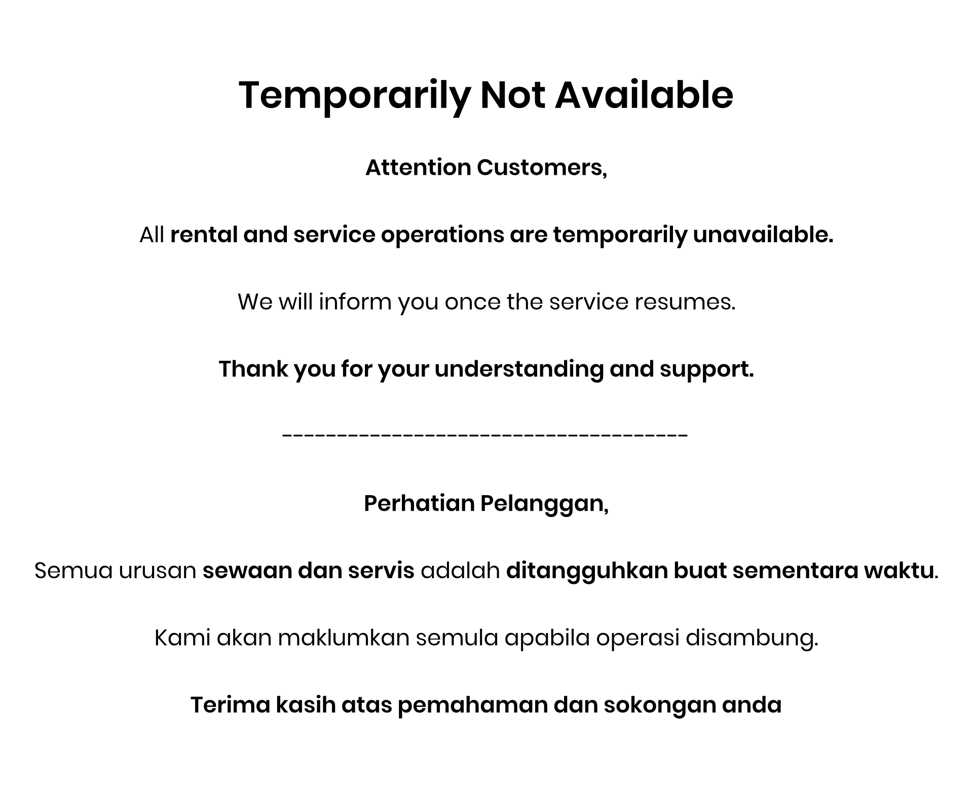 rental & services info