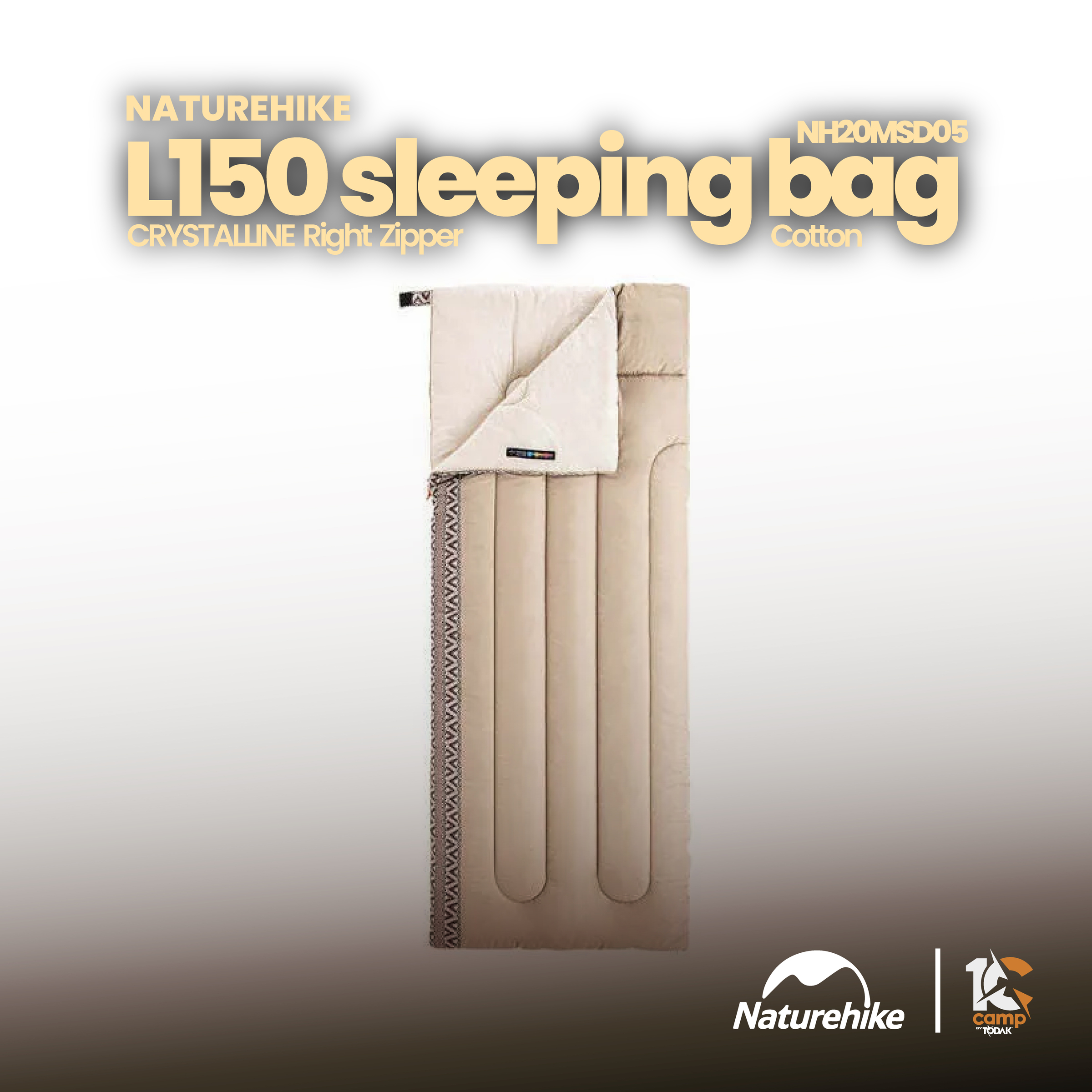 NH126 | NATUREHIKE NH20MSD05 _ L150 sleeping bag _ CRYSTALLINE right zipper | Khaki