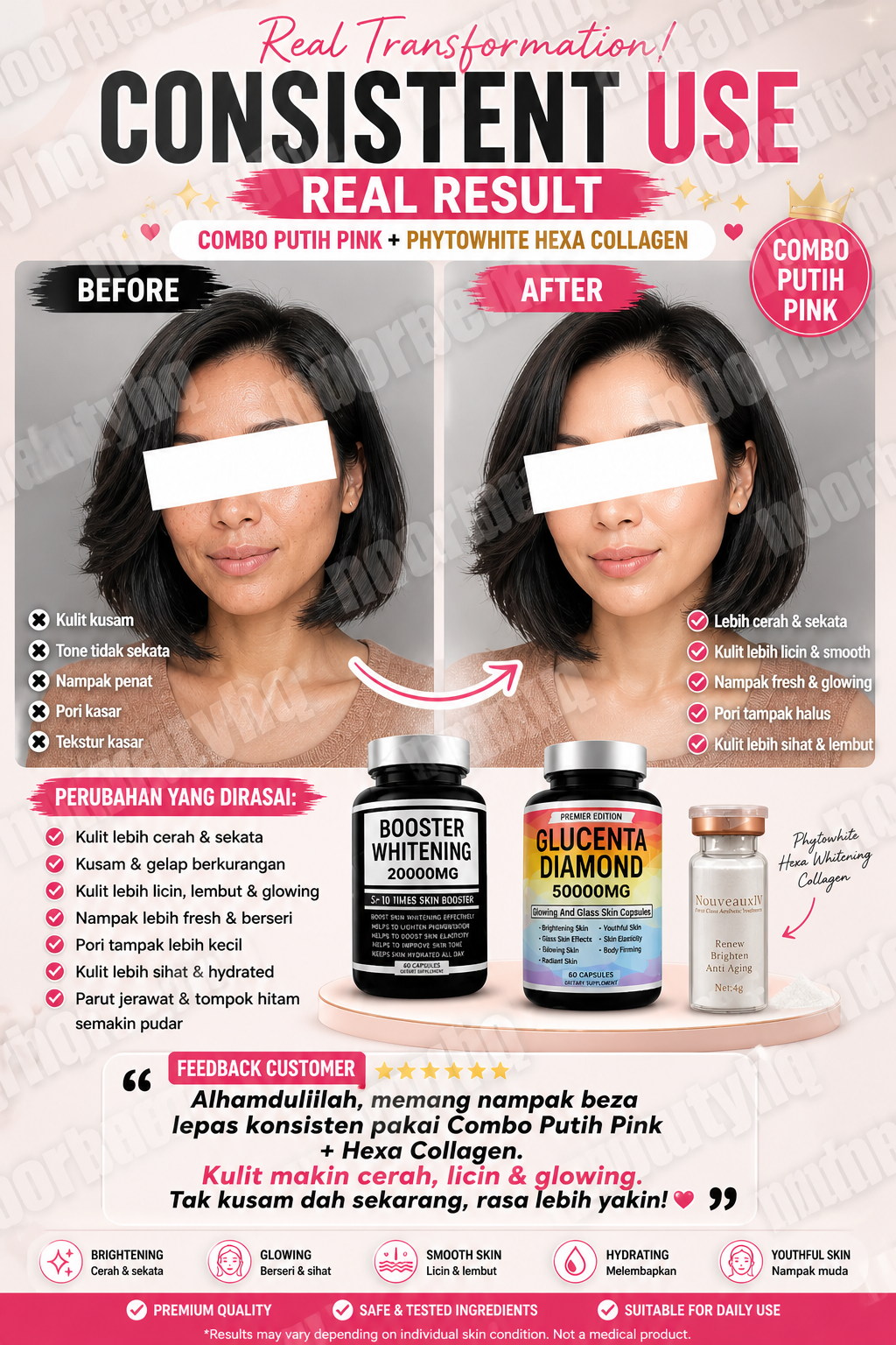 Combo Putih Pink + Phytowhite Hexa Whitening Collagen