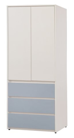 174-8-灰奶3×7尺三抽衣櫃-(1137) (自訂) (1)