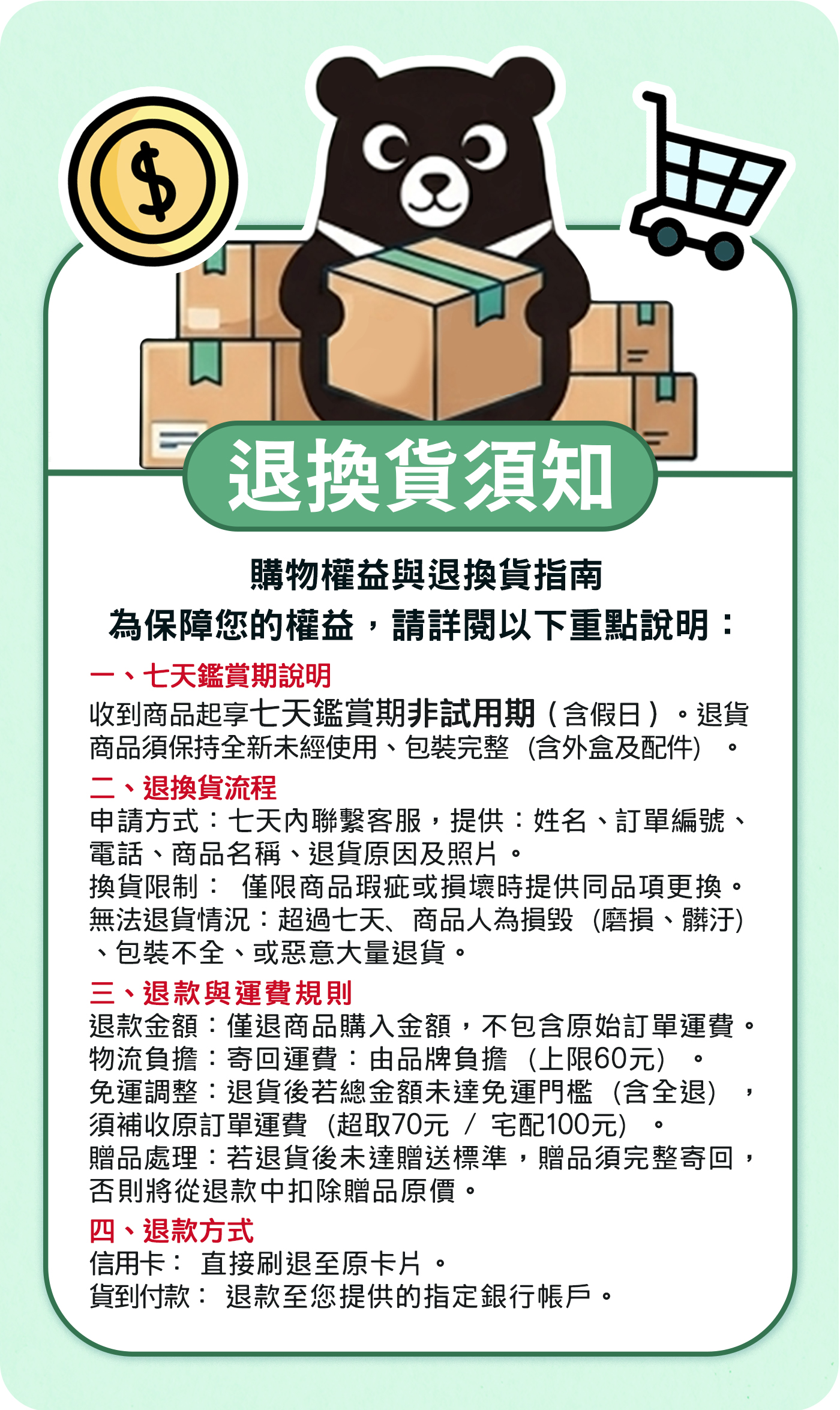 網頁尾業條款-退貨