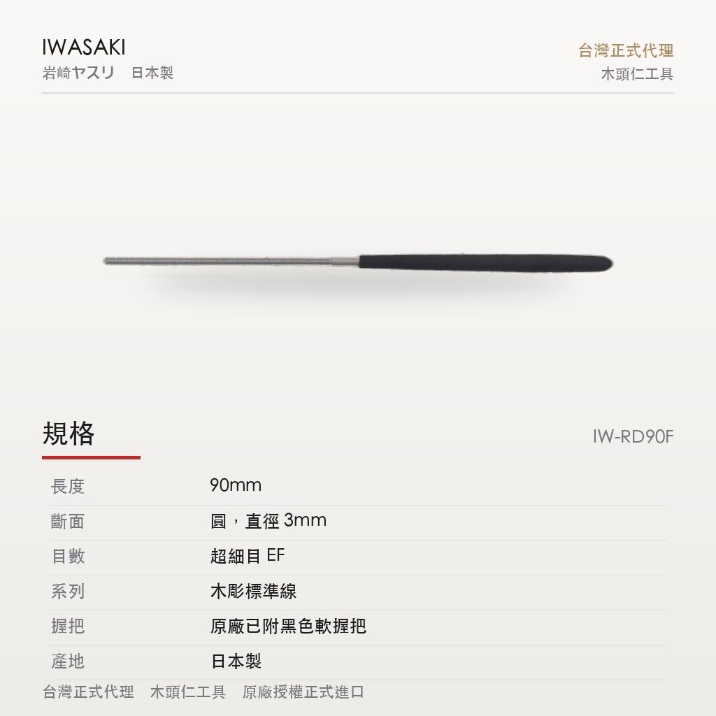IW-RD90F 握把與刃身接合處特寫,黑色軟膠柄為原廠已附