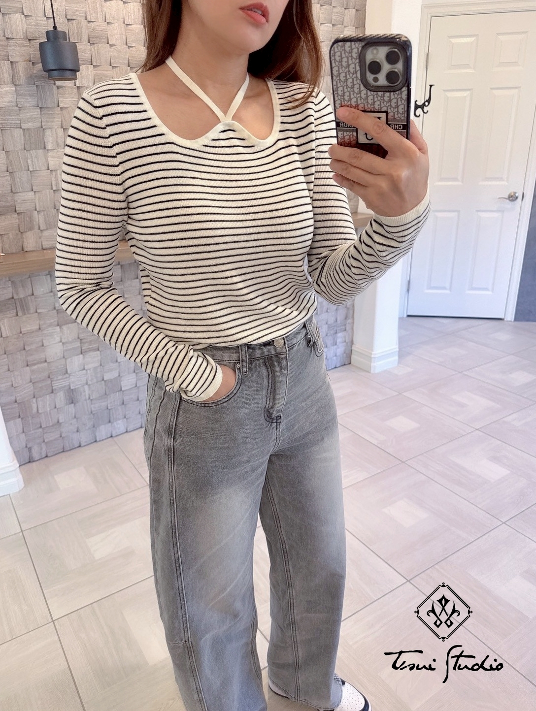 LINE_ALBUM_繞頸針織長袖黑白條紋上衣_260324_5