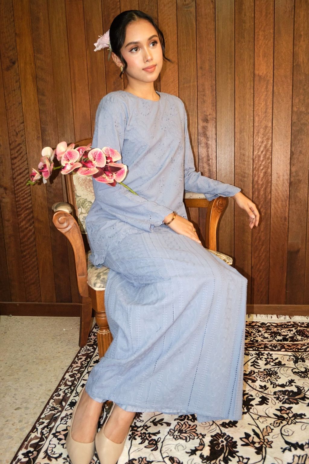 kurung kedah blue