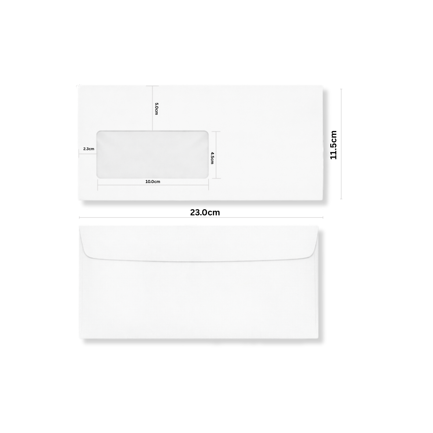 歐式平口信封-白道林 小型開窗 規格：11.5cm X 23.0cm (4.5cm X 10.0cm) 標準型：100g