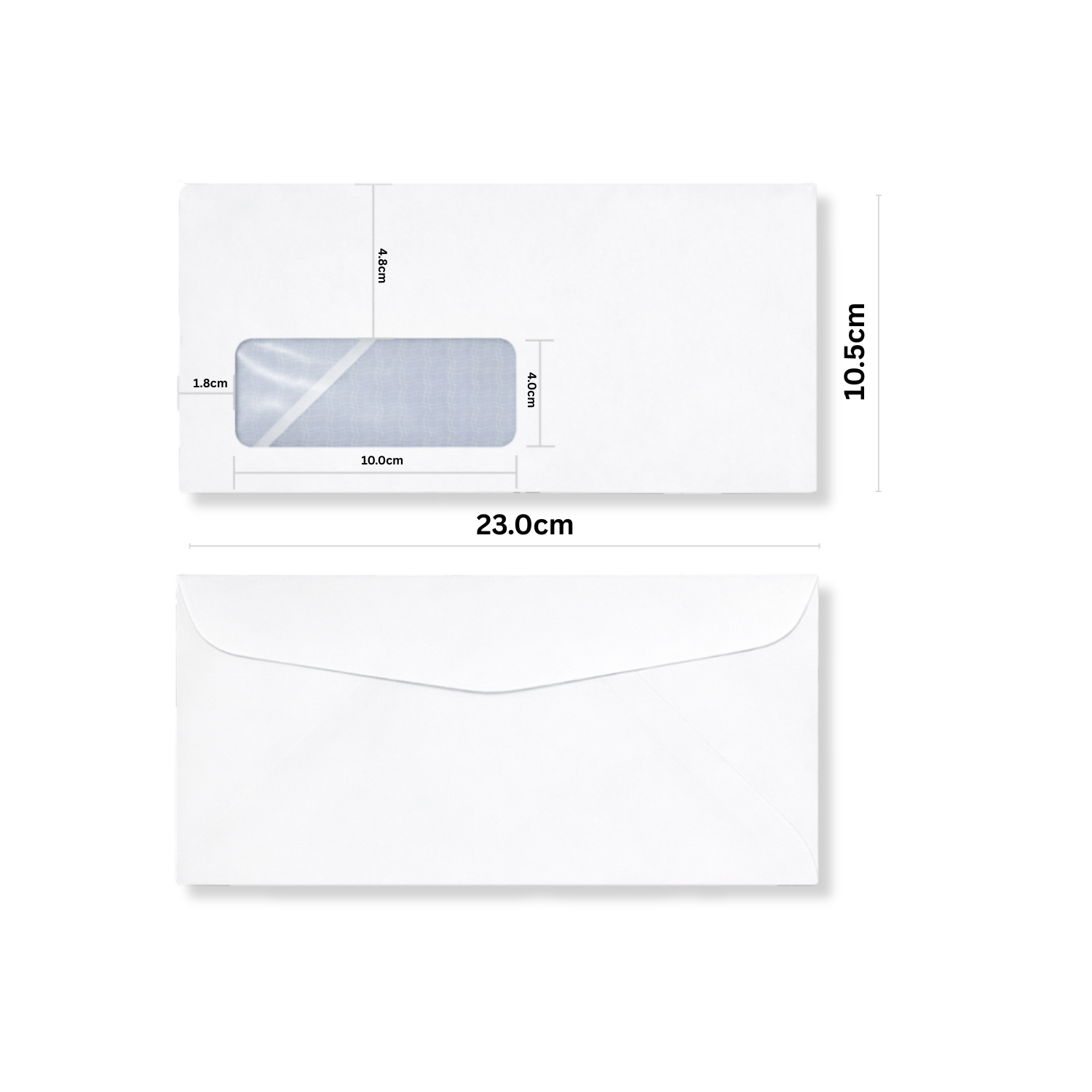 西式信封-白底紋開窗 10K 規格：10.5cm X 23.0cm (4.0cm x 10.0cm) 標準型：100.0g