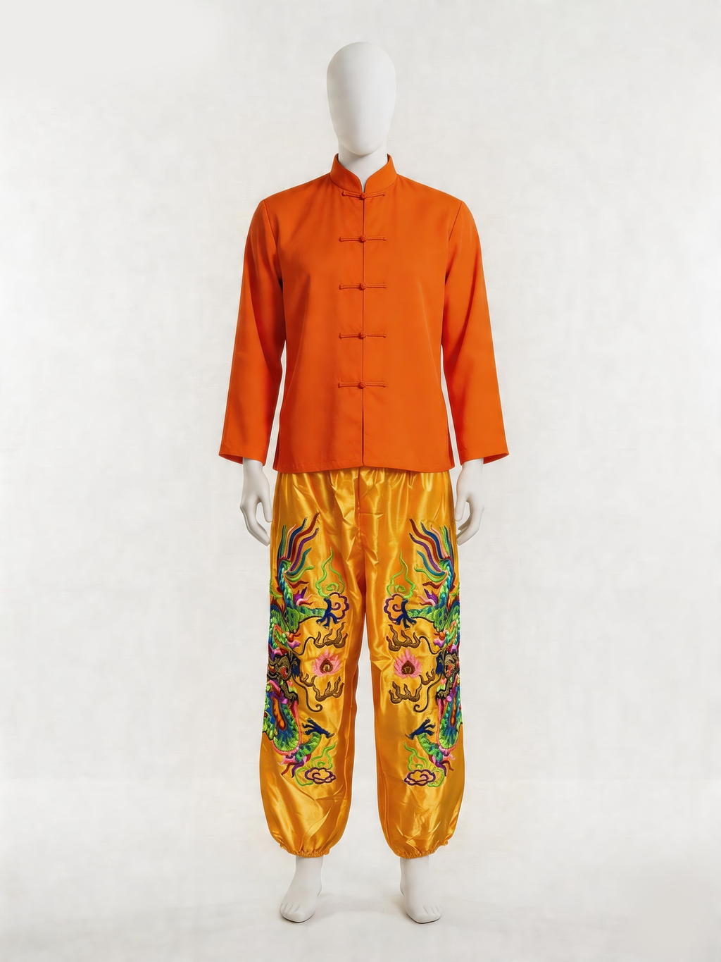 jimeng-2026-04-18-7221-将裤子套在人偶，橙色半身唐装长袖（不要改颜色）图片2