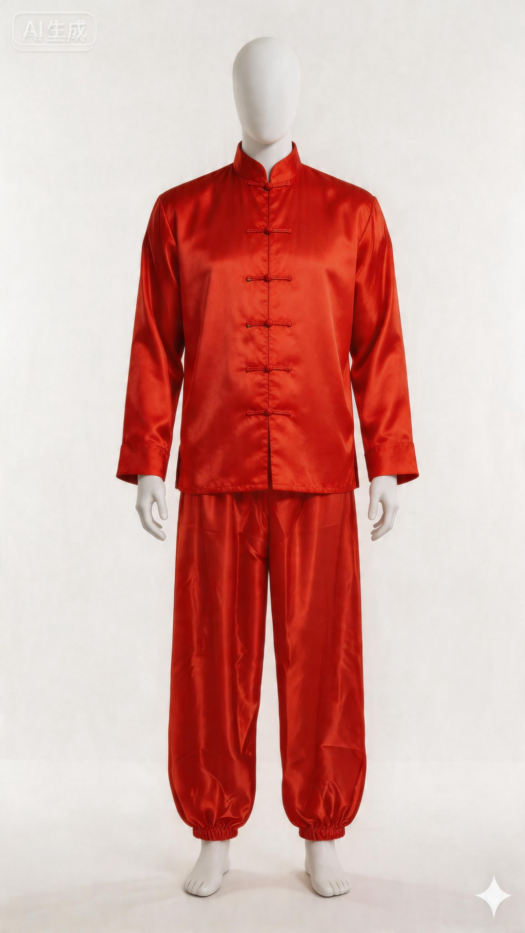 jimeng-2026-04-19-1320-将裤子套在人偶，半身唐装长袖（不要改颜色）（衣服的颜色要和裤子一样）图片2