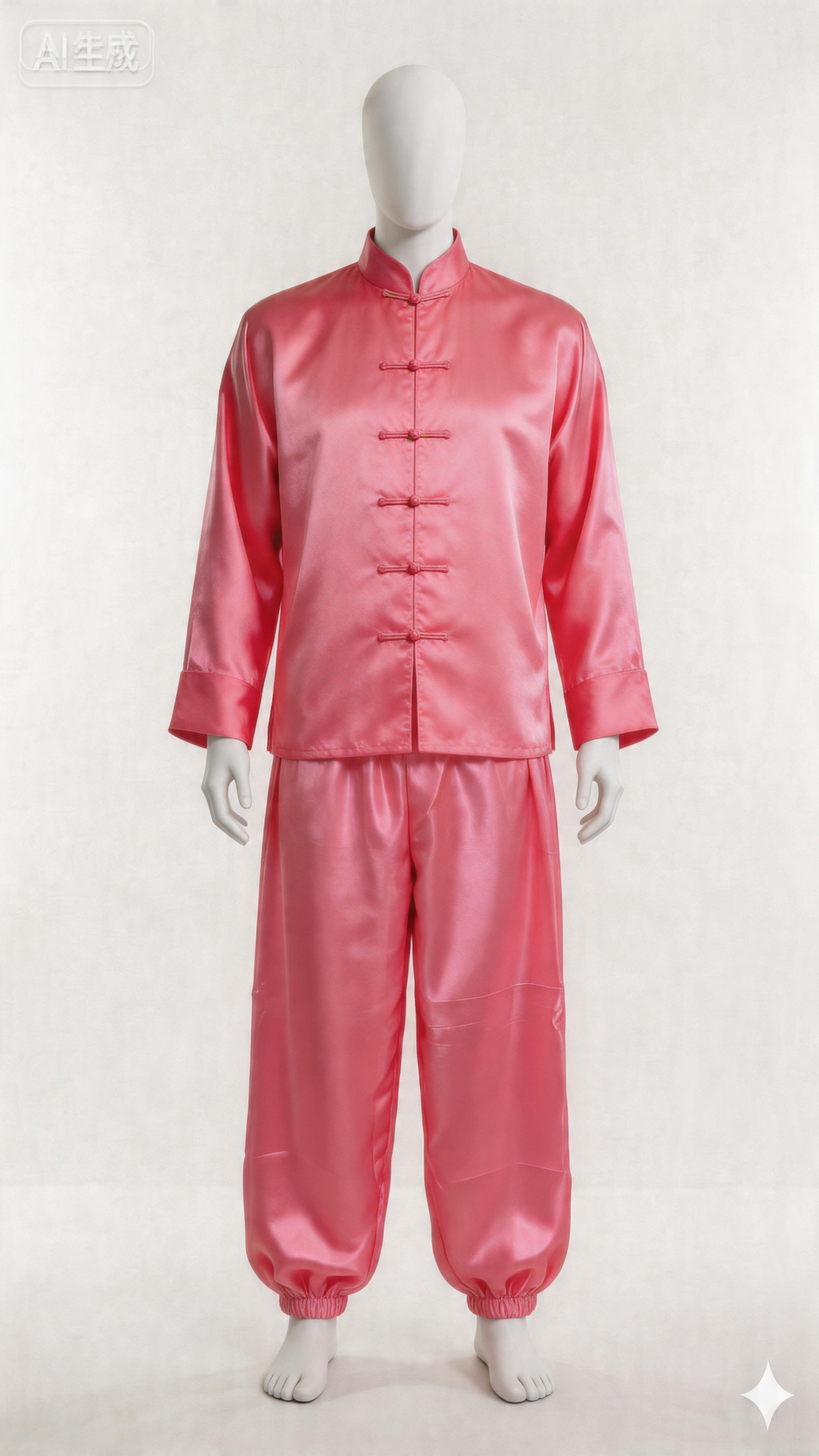 jimeng-2026-04-19-3749-将裤子套在人偶，半身唐装长袖（不要改颜色）（衣服的颜色要和裤子一样）