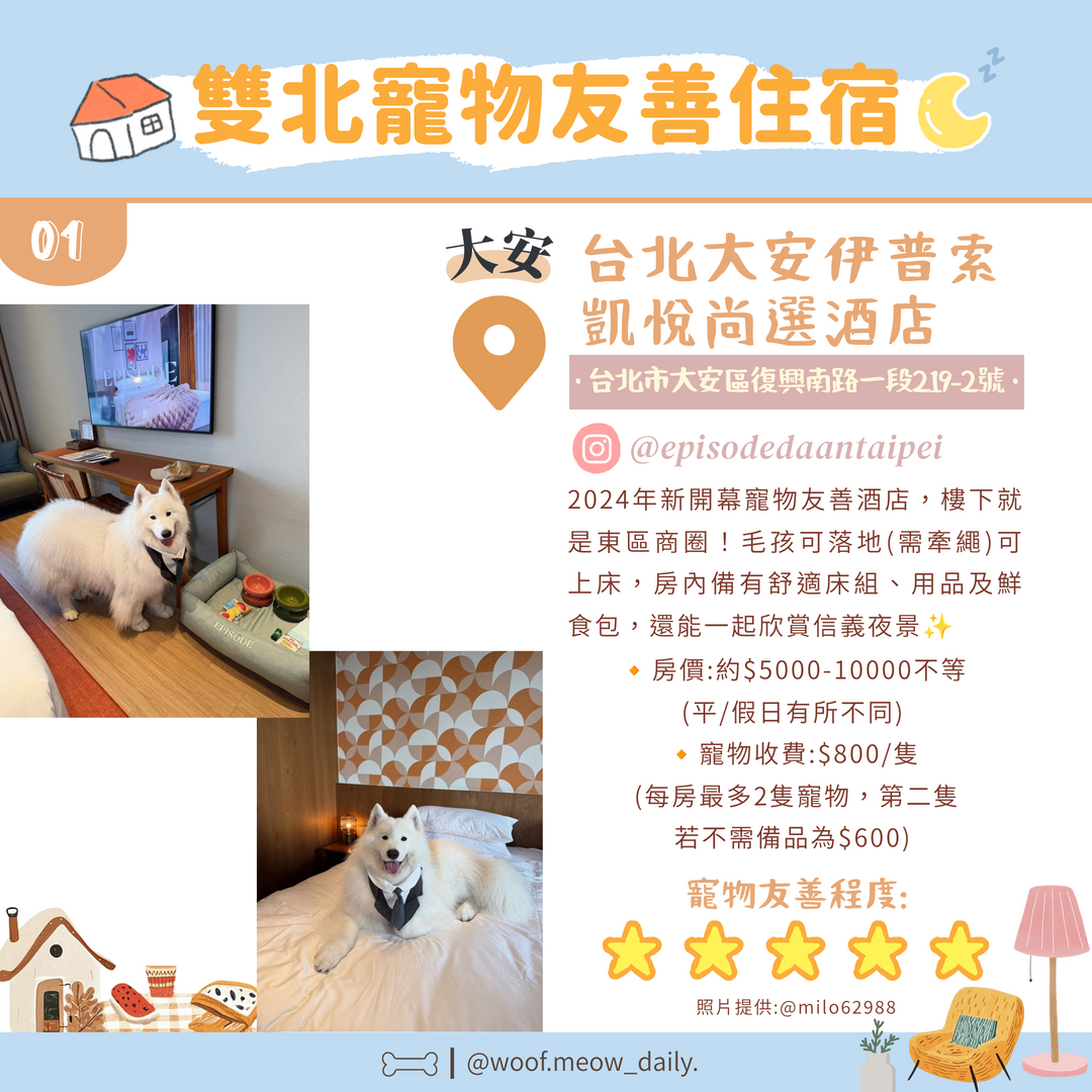 台北大安伊普索寵物友善住宿