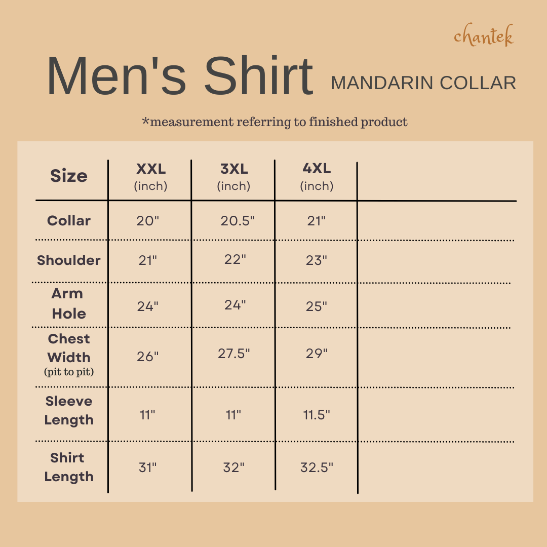 Men shirt mandarin collar 'X' updated 050126