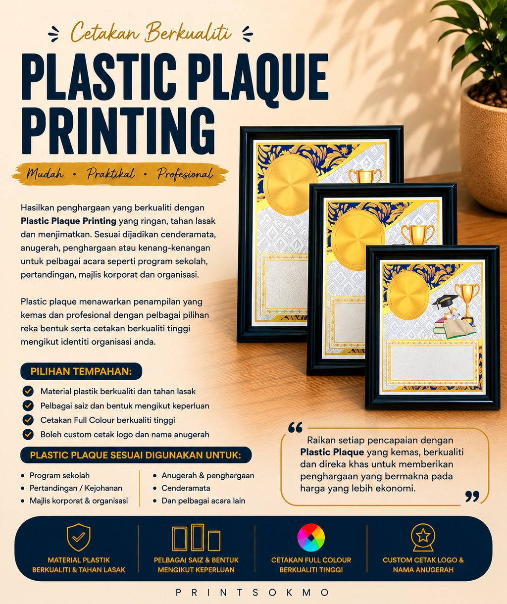 Plastic plaque bajet depan