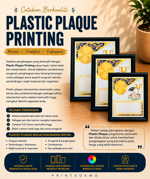 Plastic plaque bajet depan