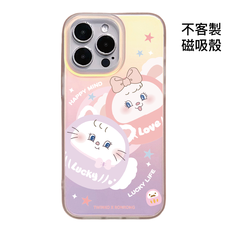 不客製-幸福兔茸達摩黏T-IMD炫彩磁吸