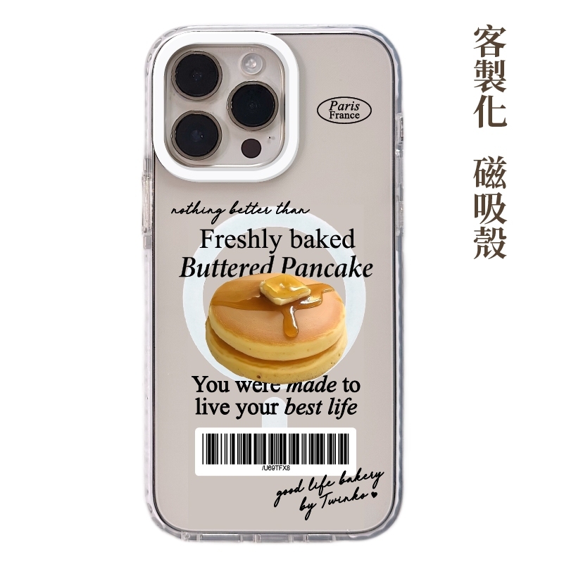 客製化-鬆餅-白圈白邊條磁吸殼