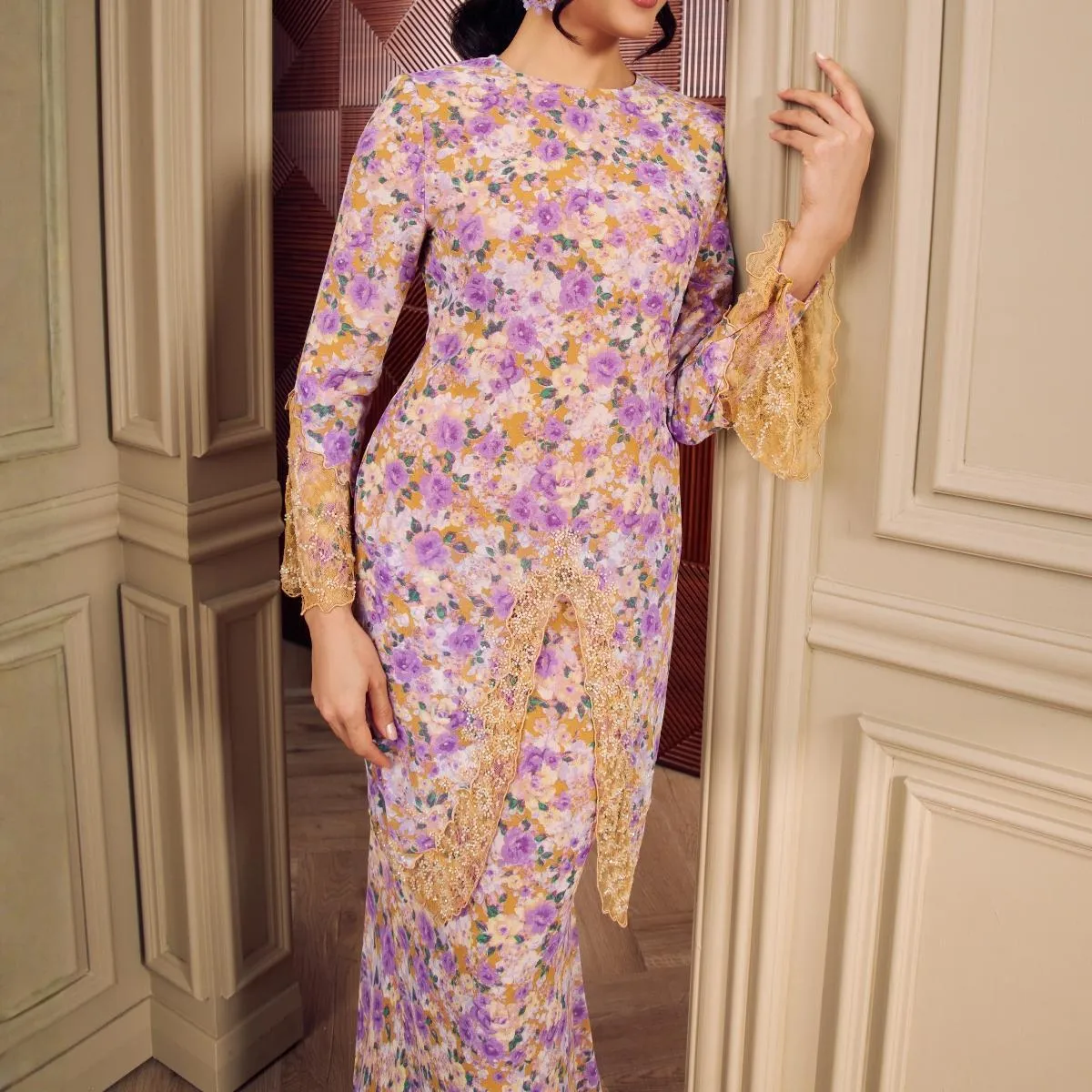 Floral Mustard Purple