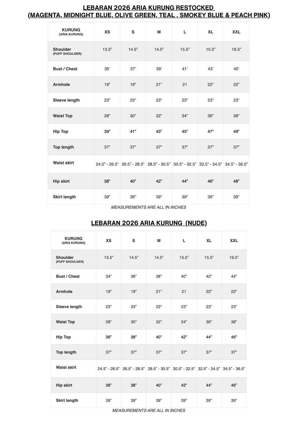 ARIA TikTok Size Chart Jun26 
