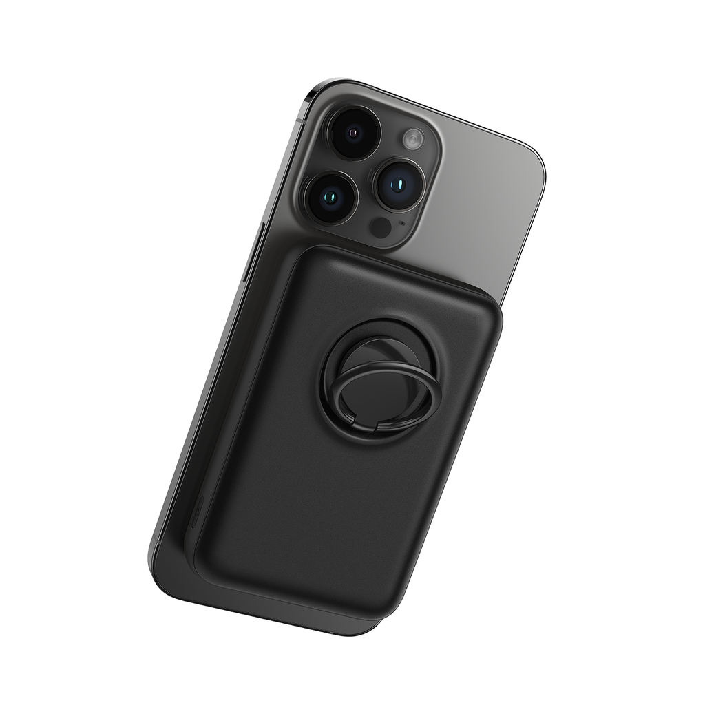 JR-W050 20W Magnetic Wireless Power Bank with Ring Holder 10000mAh-Black (1)